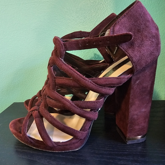 BCBGMaxAzria Burgundy Strappy Heels Women's Size 6B - Picture 2 of 12